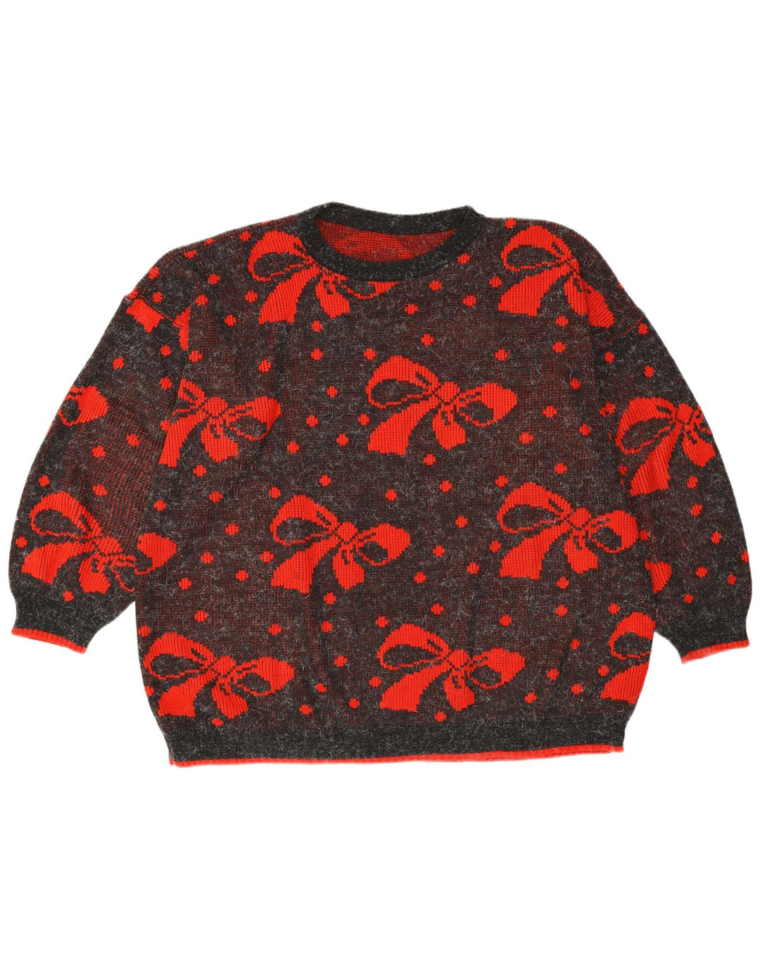 ВИНТАЖНЫЙ женский свободный джемпер с круглым вырезом, Великобритания, 22, 3XL, серый в горошек