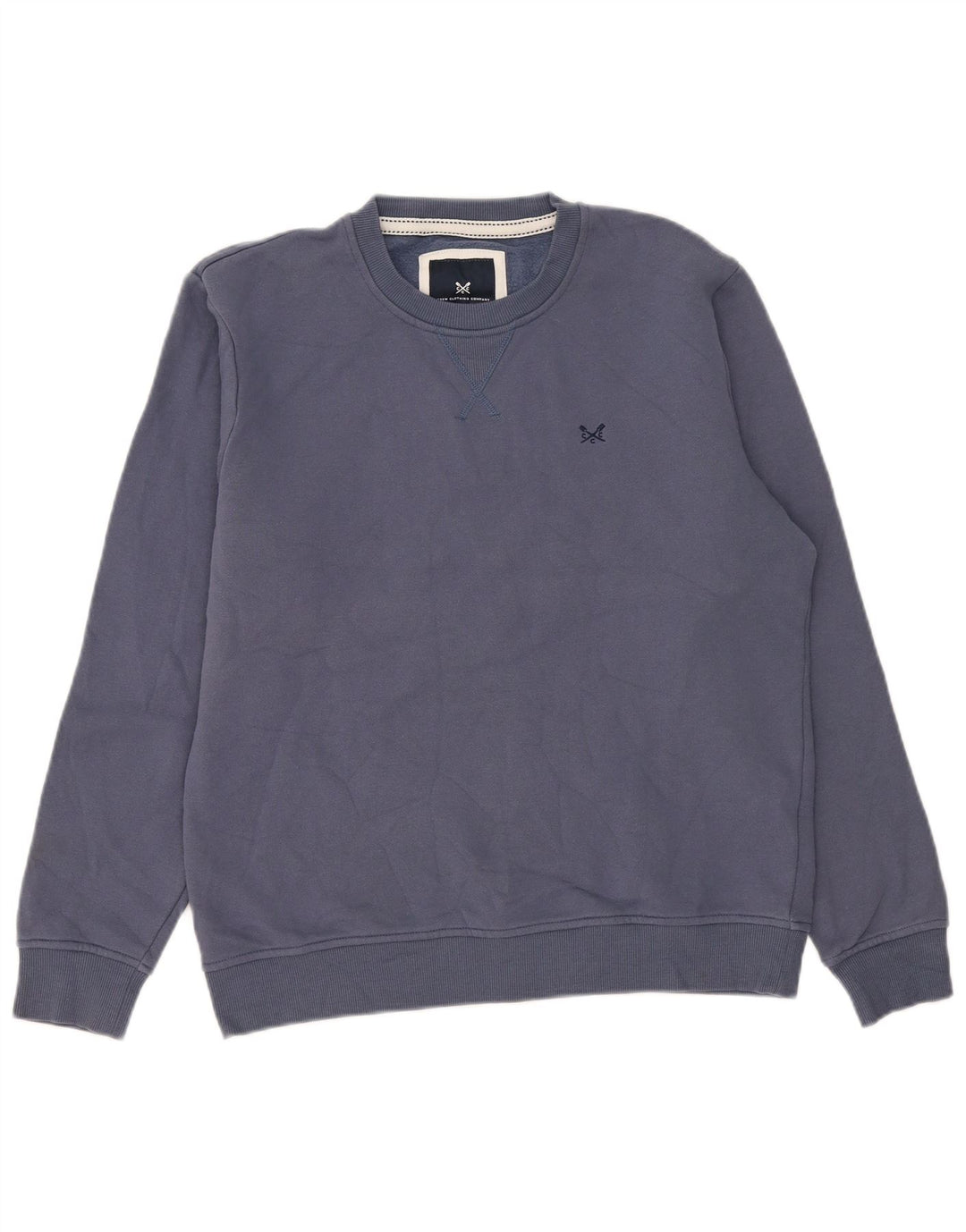 Crew Clothing Мужской свитер-джемпер из хлопка среднего синего цвета