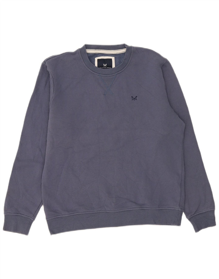 Crew Clothing Мужской свитер-джемпер из хлопка среднего синего цвета
