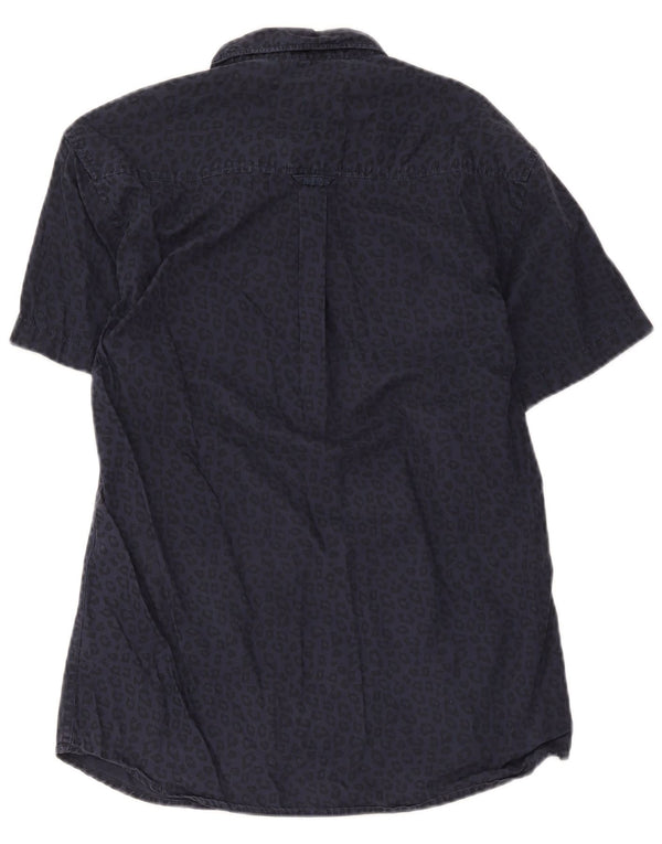 Jack & Jones Мужская рубашка с коротким рукавом, большая темно-синяя хлопковая рубашка с животным принтом