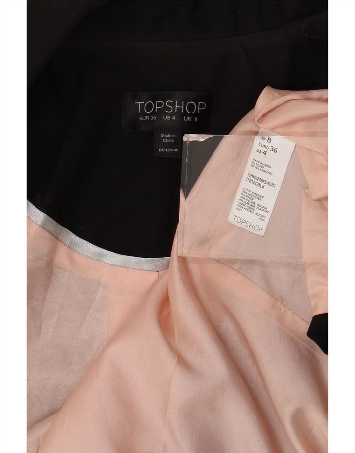 Женский открытый пиджак Topshop UK 8, маленький черный полиэстер