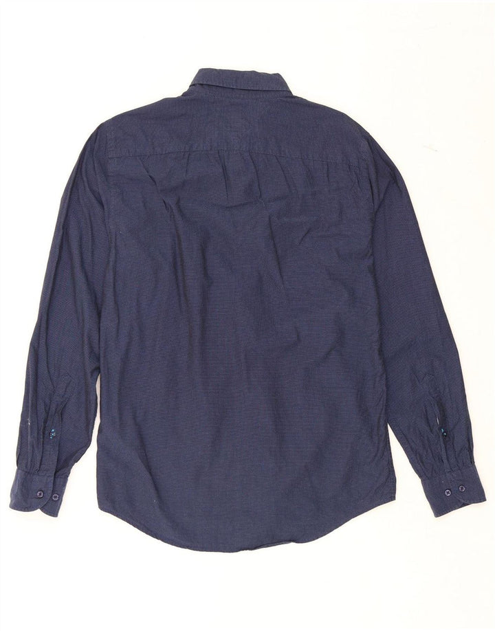 TOMMY HILFIGER Mens Regular Fit Shirt Small Navy Blue Spotted Cotton Vintage Tommy Hilfiger and Second-Hand Tommy Hilfiger from Messina Hembry 