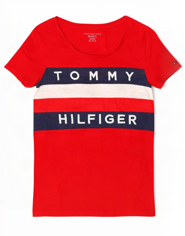 Женская футболка с рисунком Tommy Hilfiger Top UK 6 XS, красная с цветными блоками