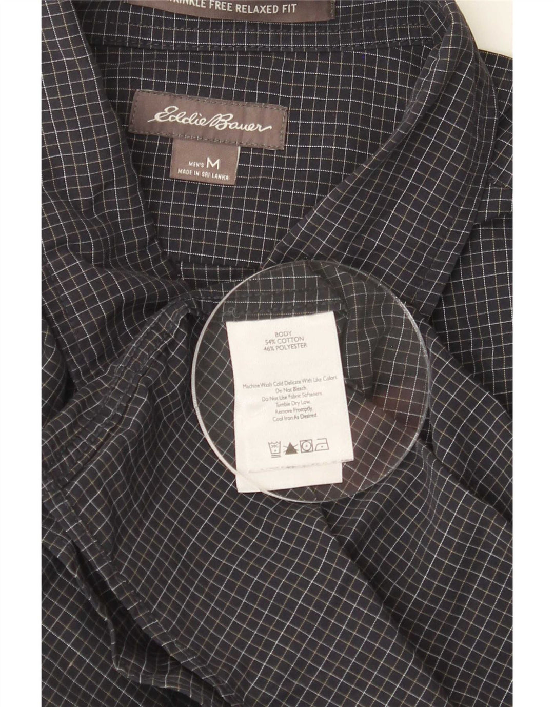 Мужская рубашка свободного кроя Eddie Bauer среднего размера, темно-синяя клетка, хлопок