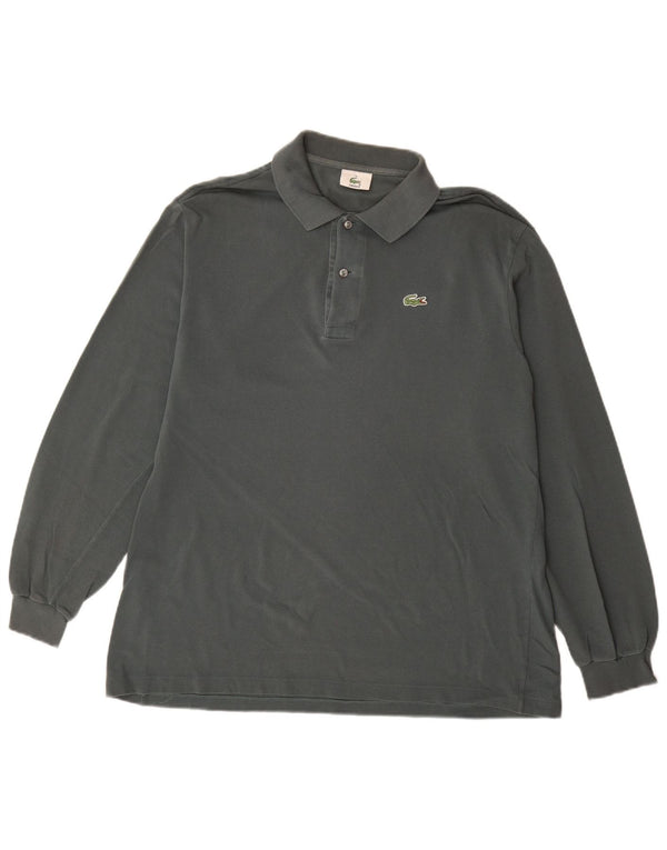 Lacoste Mens Long Sleeve Polo Shirt Size 5 Large Grey Cotton