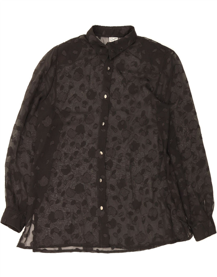 PRIMAVERA FIRENZE Womens See Through Shirt Blouse UK 14 Large Black Vintage Primavera Firenze and Second-Hand Primavera Firenze from Messina Hembry 