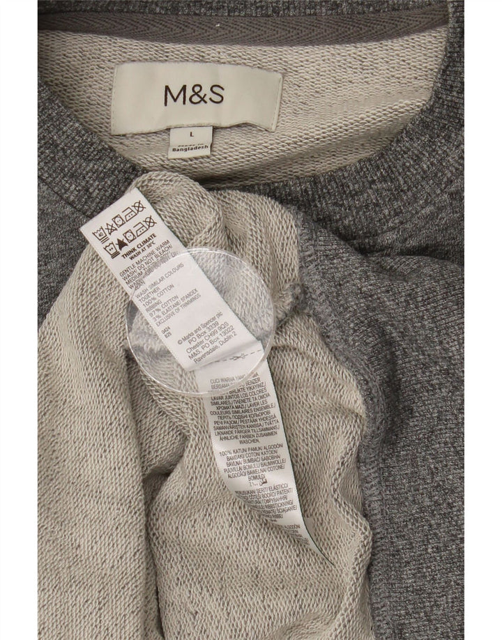 Мужской свитер Marks & Spencer, большой серый хлопковый джемпер в крапинку