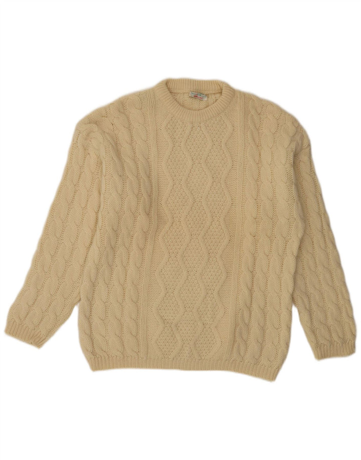 Мужской джемпер с круглым вырезом Benetton IT 48 Medium Beige Wool
