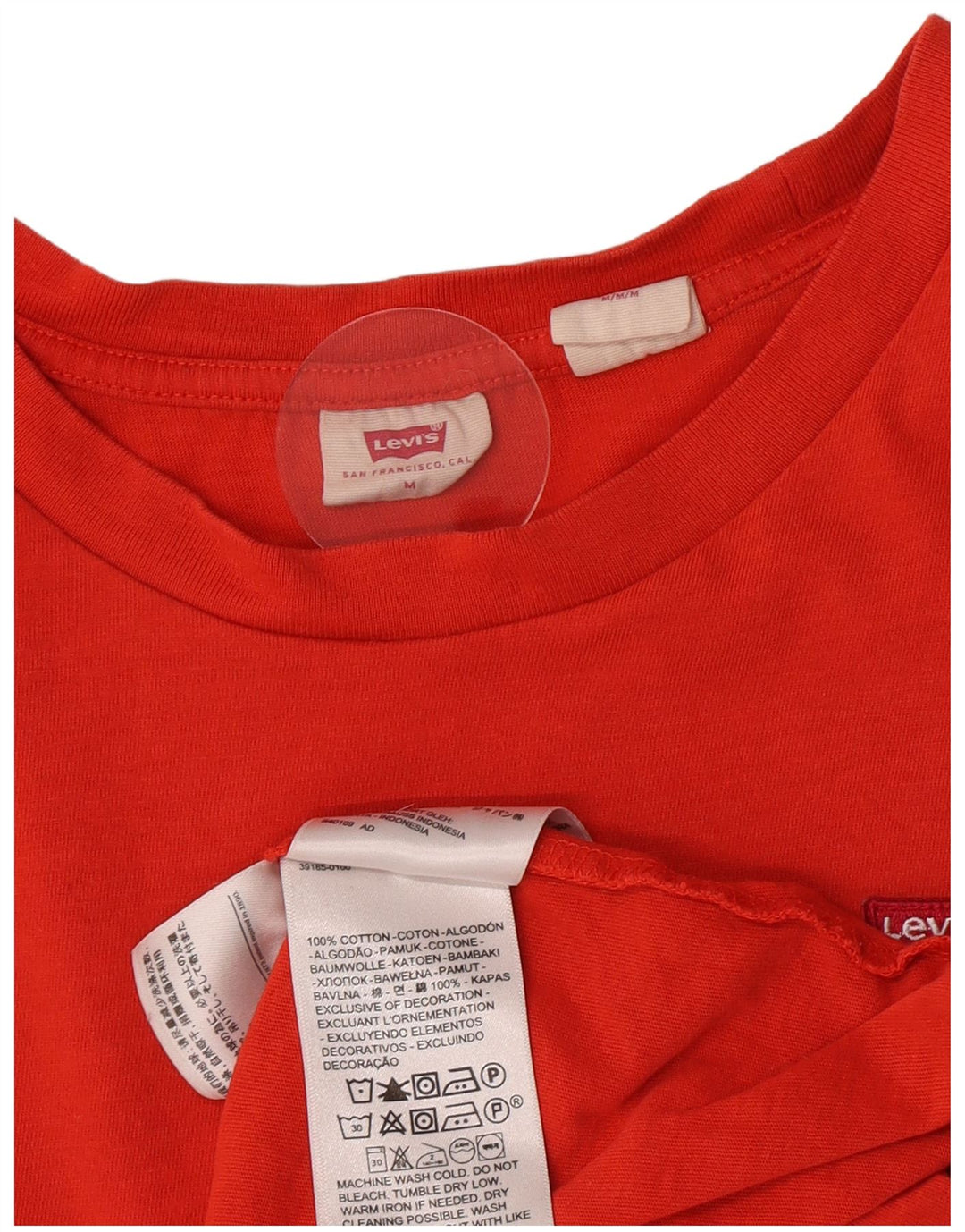 Женская футболка Levi's Top UK 12, средний красный хлопок, красный