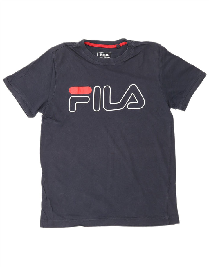 Мужская футболка с рисунком FILA, маленькая, темно-синяя