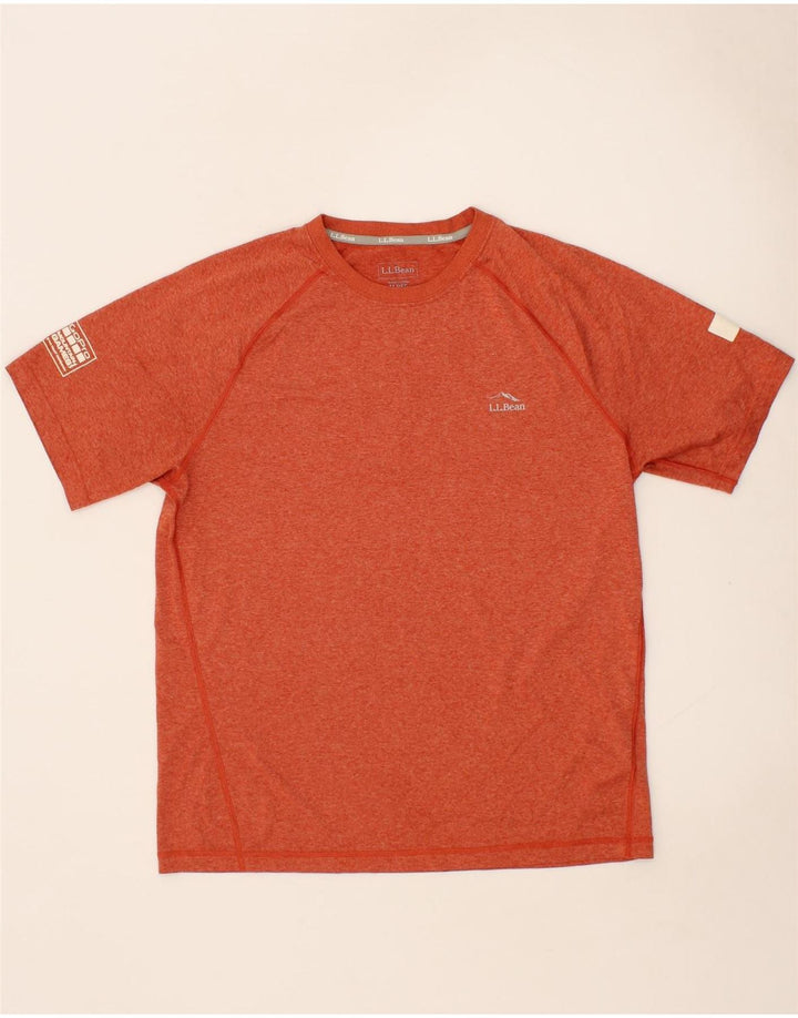L.L.BEAN Mens Slightly Fitted Graphic T-Shirt Top Medium Orange Polyester Vintage L.L.Bean and Second-Hand L.L.Bean from Messina Hembry 