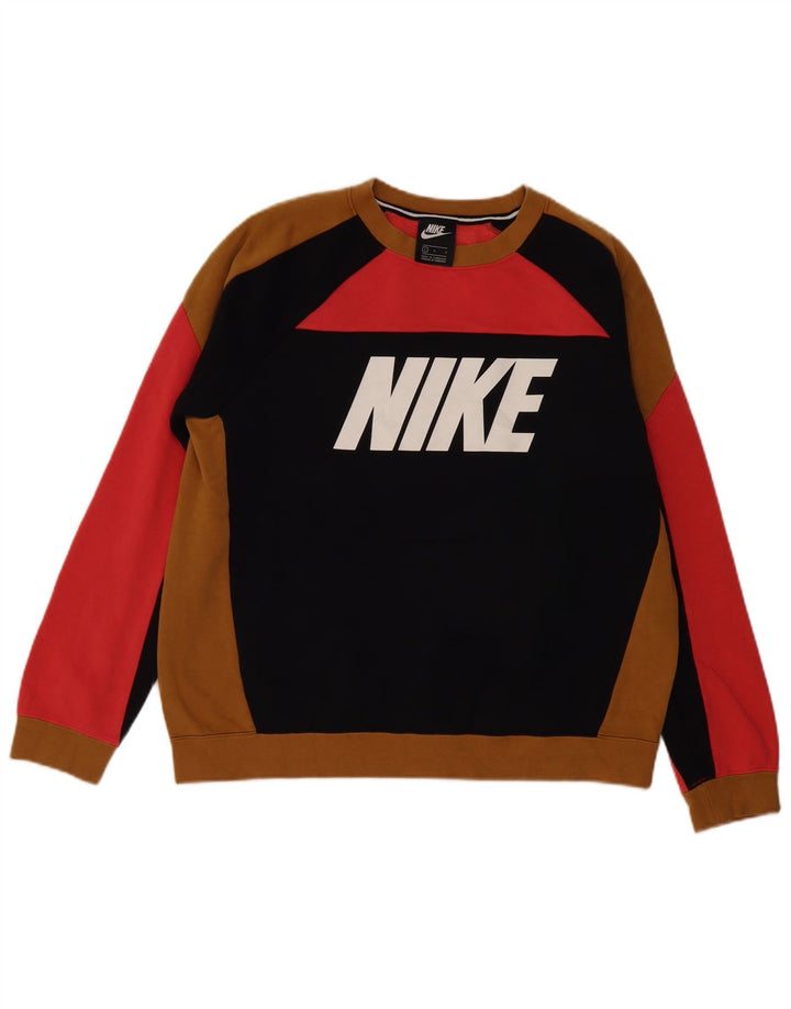 Мужской свитшот Nike с графическим рисунком, большой разноцветный хлопковый джемпер с цветными блоками