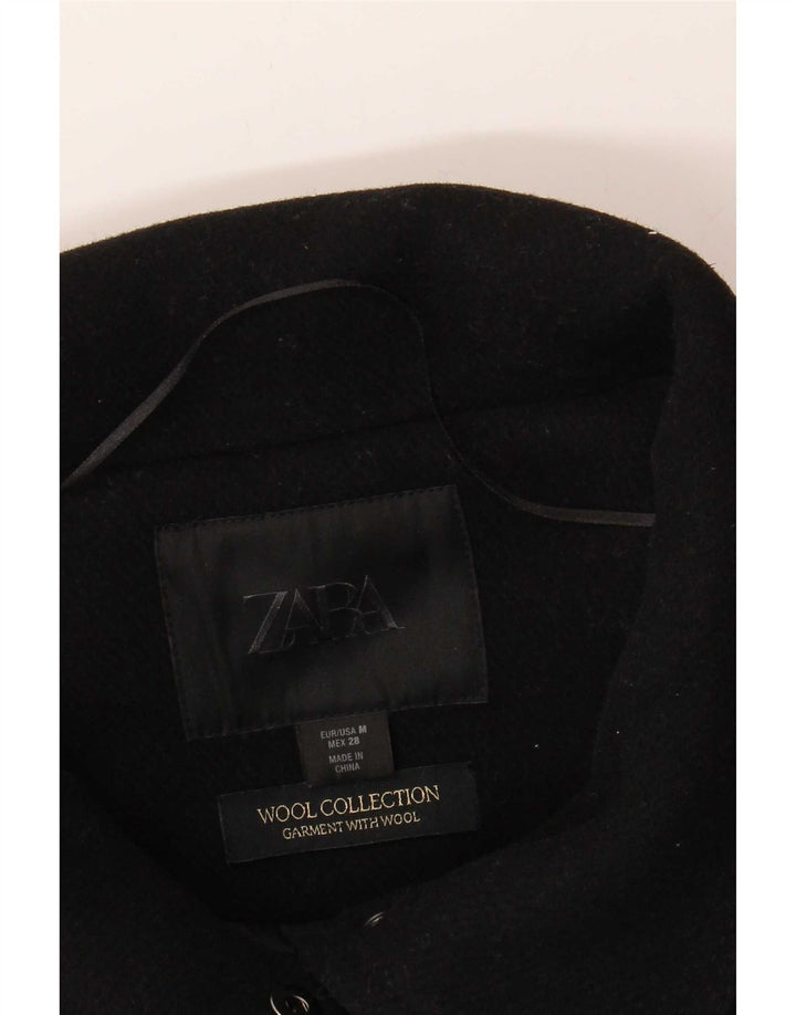Женская ветровка-бомбер Zara UK 14 среднего размера, черная шерсть