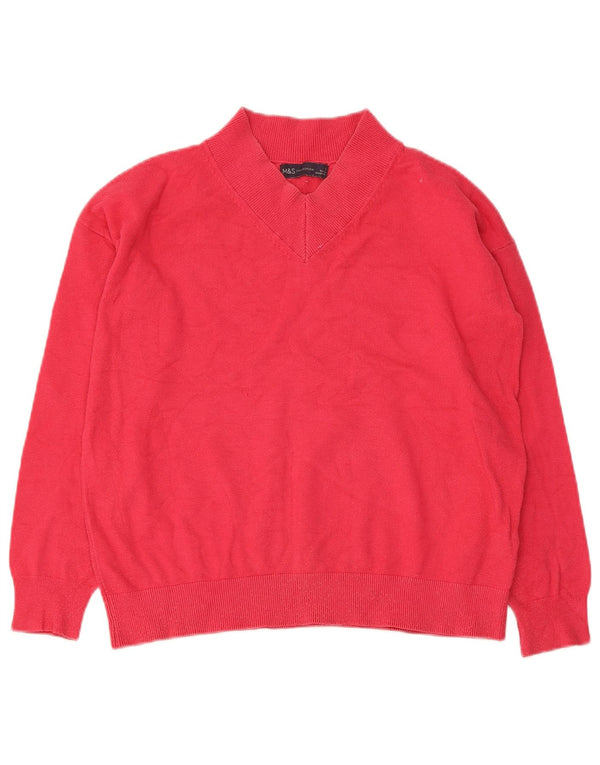 Marks & Spencer Womens Crop V-Neck Jumper Sweater UK 10 Small Pink