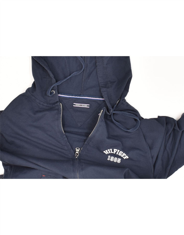 TOMMY HILFIGER Womens Zip Hoodie Sweater UK 10 Small Navy Blue | Vintage Tommy Hilfiger | Thrift | Second-Hand Tommy Hilfiger | Used Clothing | Messina Hembry 
