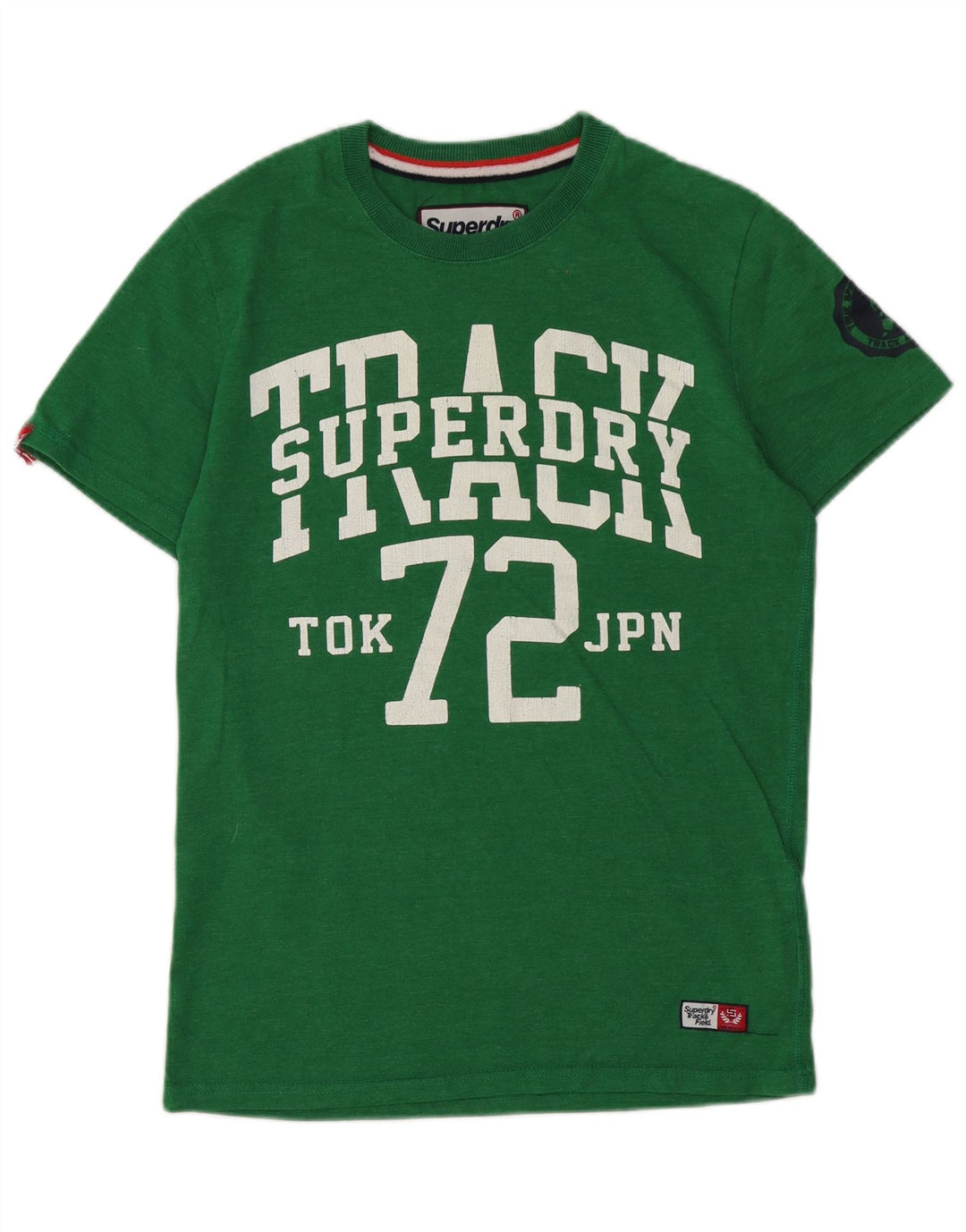 Мужская футболка с рисунком Superdry, хлопковый топ среднего зеленого цвета