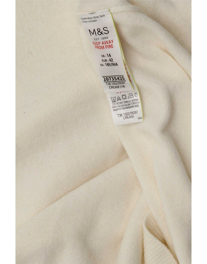 Женский джемпер с круглым вырезом Marks & Spencer UK 14, средний, белый