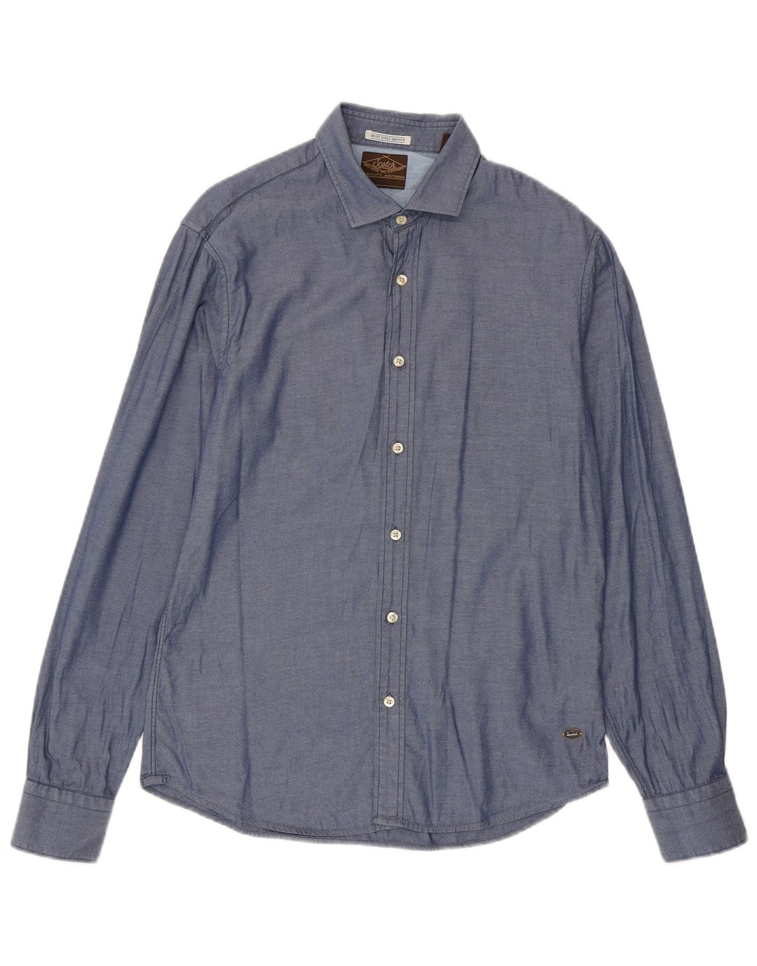 Мужская рубашка Scotch & Soda из хлопка среднего синего цвета