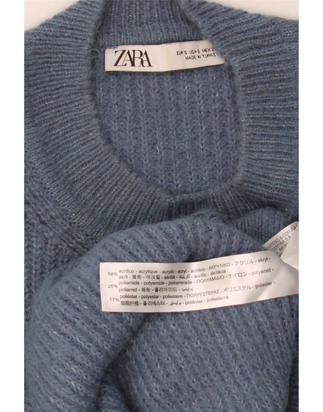 Женский свободный джемпер с круглым вырезом ZARA UK 10, маленький темно-синий