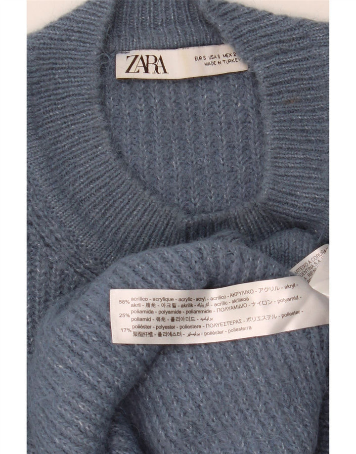 Женский свободный джемпер с круглым вырезом ZARA UK 10, маленький темно-синий