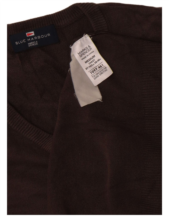 Мужской свитер с v-образным вырезом Marks & Spencer Blue Harbour, средний коричневый