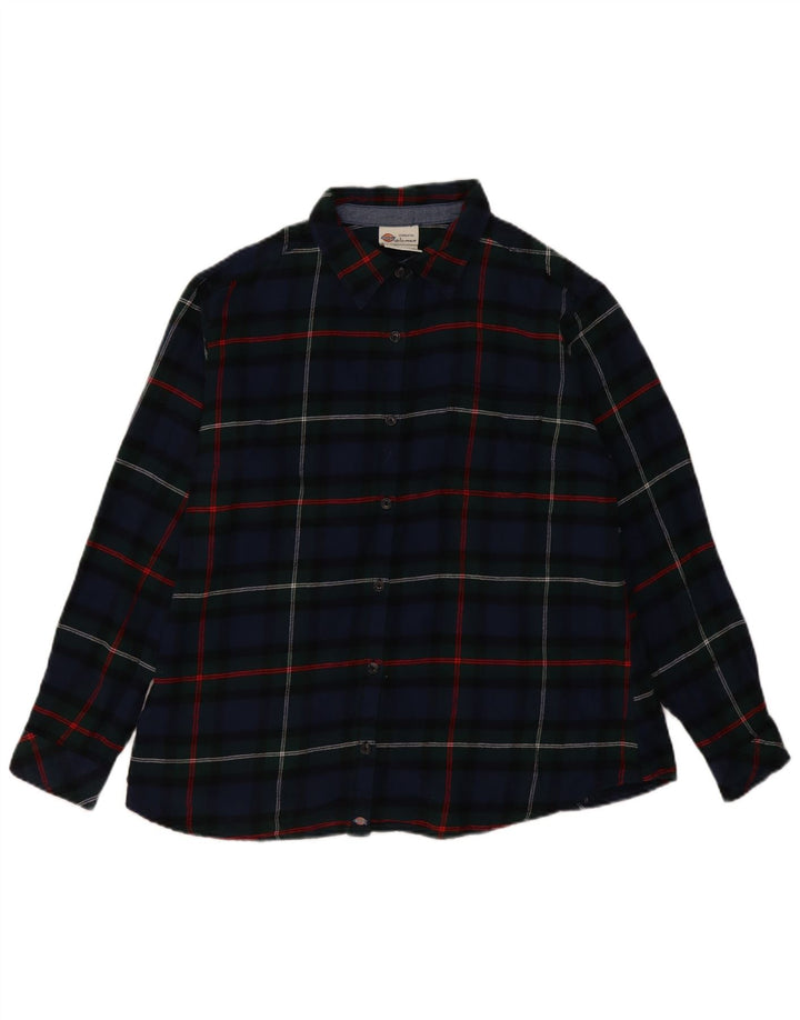 DICKIES Женская фланелевая рубашка оверсайз UK 18 XL Темно-синяя клетка