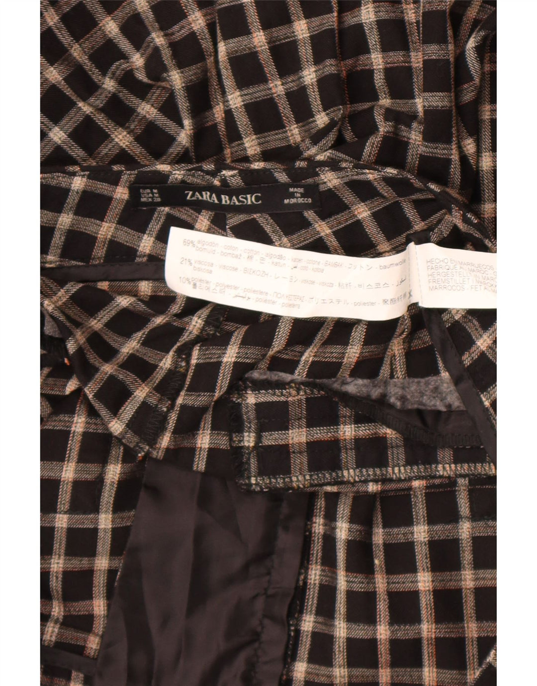 Женские укороченные брюки Zara Medium W28 L23, черный хлопок в клетку
