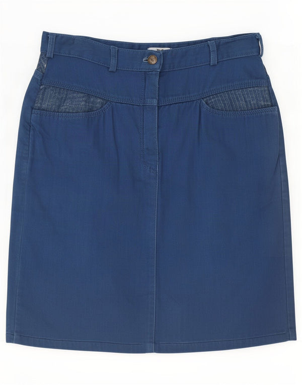 Vintage Womens Denim Skirt IT 44 Medium W30 Navy Blue Cotton