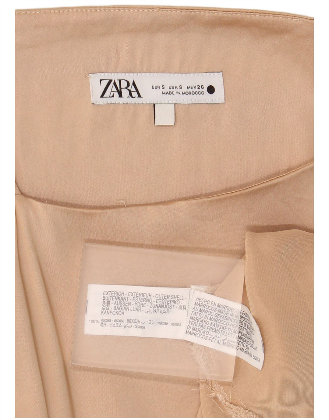 Женский топ на бретелях Zara UK 10, маленький размер, бежевый, вискоза