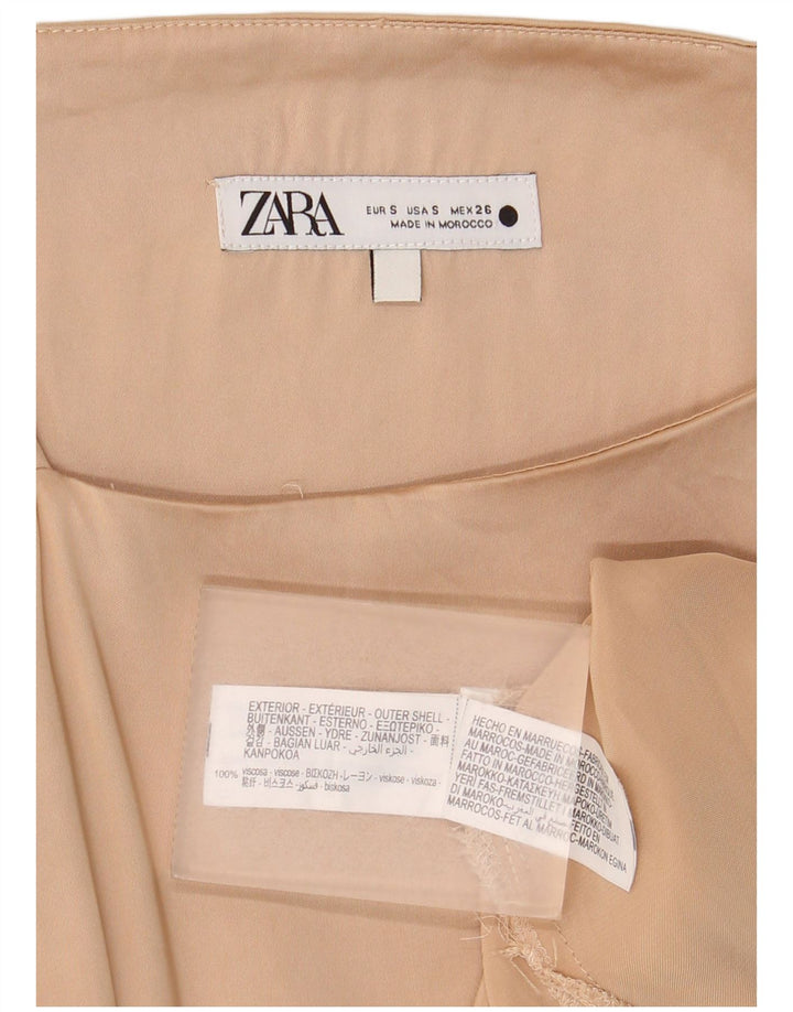 Женский топ на бретелях Zara UK 10, маленький размер, бежевый, вискоза