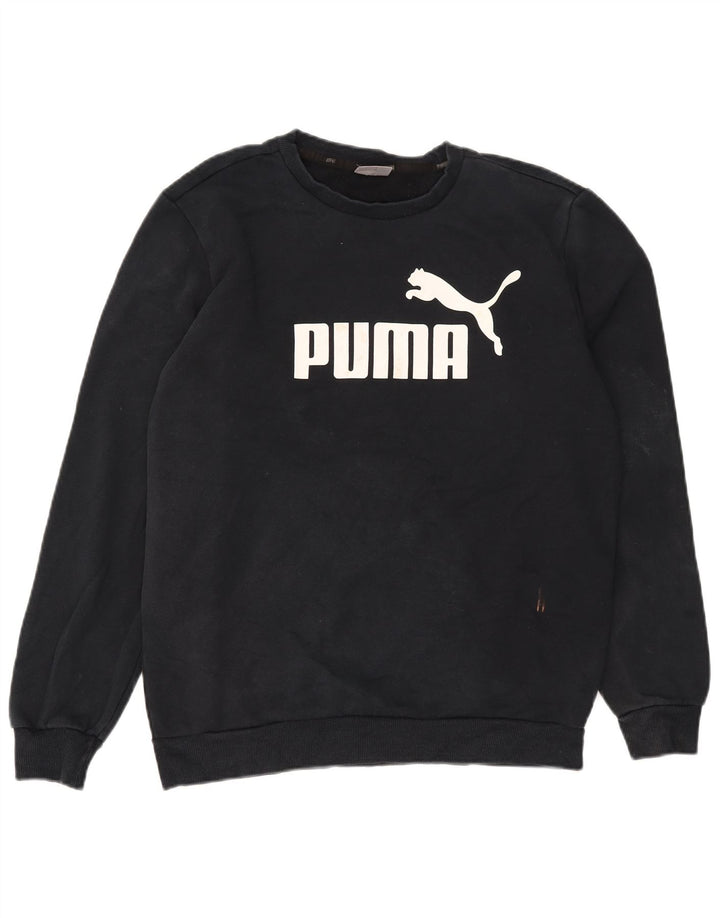 Мужской свитшот с рисунком Puma, средний темно-синий хлопковый джемпер