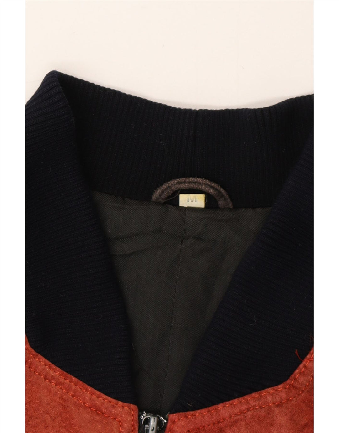 Мужской замшевый бомбер свободного покроя VINTAGE UK 38, средний красный цвет с цветными блоками