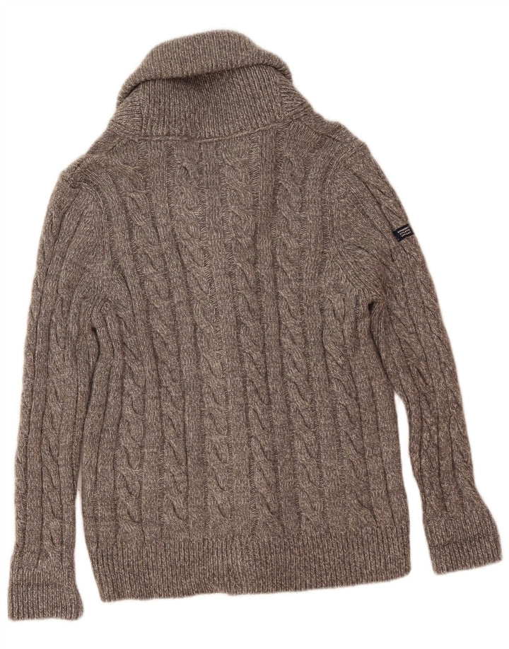 Мужской кардиган-свитер Superdry среднего серого цвета с крапинками, акрил