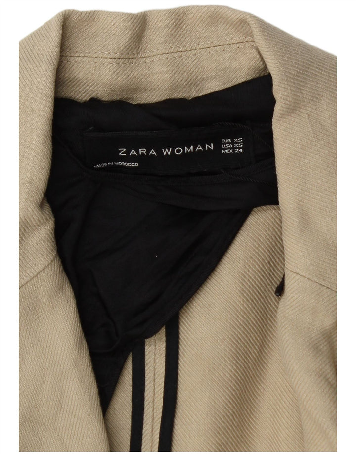 Женское двубортное пальто Zara UK 6 XS, бежевое льняное пальто