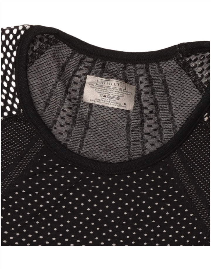 Женская футболка ATHLETA Top UK 8, маленькая, черная в крапинку, полиэстер