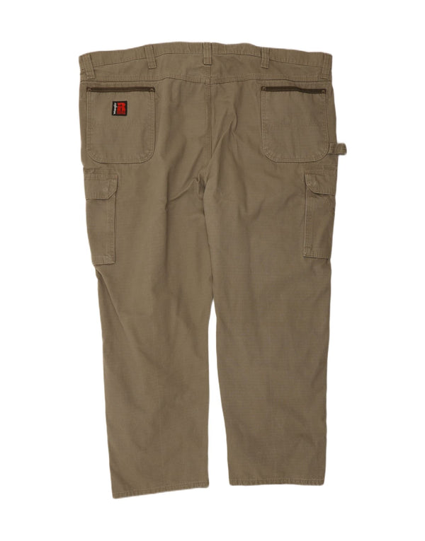 WRANGLER Mens Straight Cargo Trousers W50 L30 Khaki Cotton