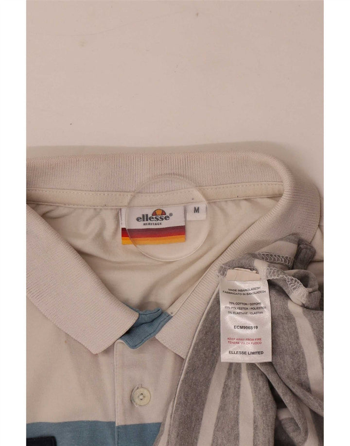 Мужская рубашка-поло Ellesse Heritage среднего размера, хлопок в разноцветную полоску