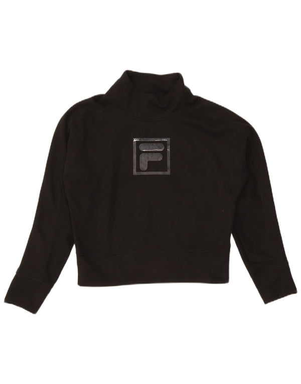 Женский укороченный топ с длинными рукавами и длинными рукавами Fila UK 6 XS, черный полиэстер