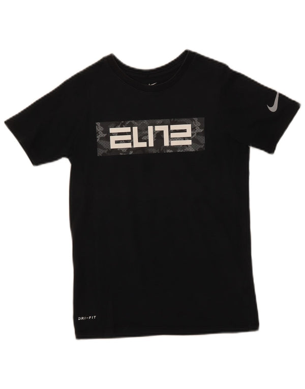 Nike Womens Dri Fit Graphic T-Shirt Top UK 6 XS Black Cotton