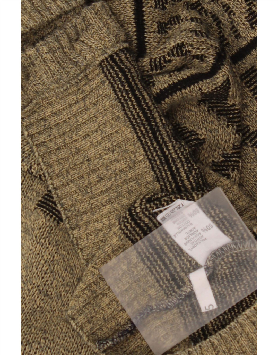 ВИНТАЖНЫЙ мужской кардиган-свитер из хлопка большого размера цвета хаки с геометрическим рисунком