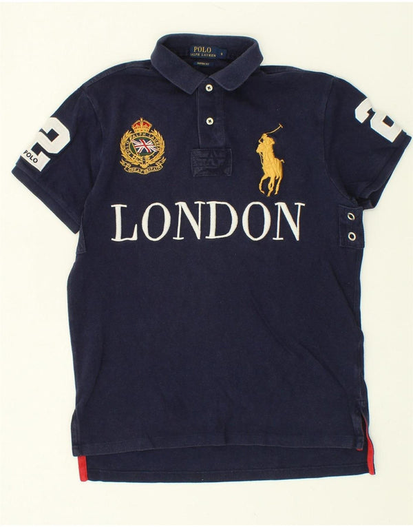 Мужская рубашка-поло для регби с графикой POLO RALPH LAUREN, маленькая, темно-синяя