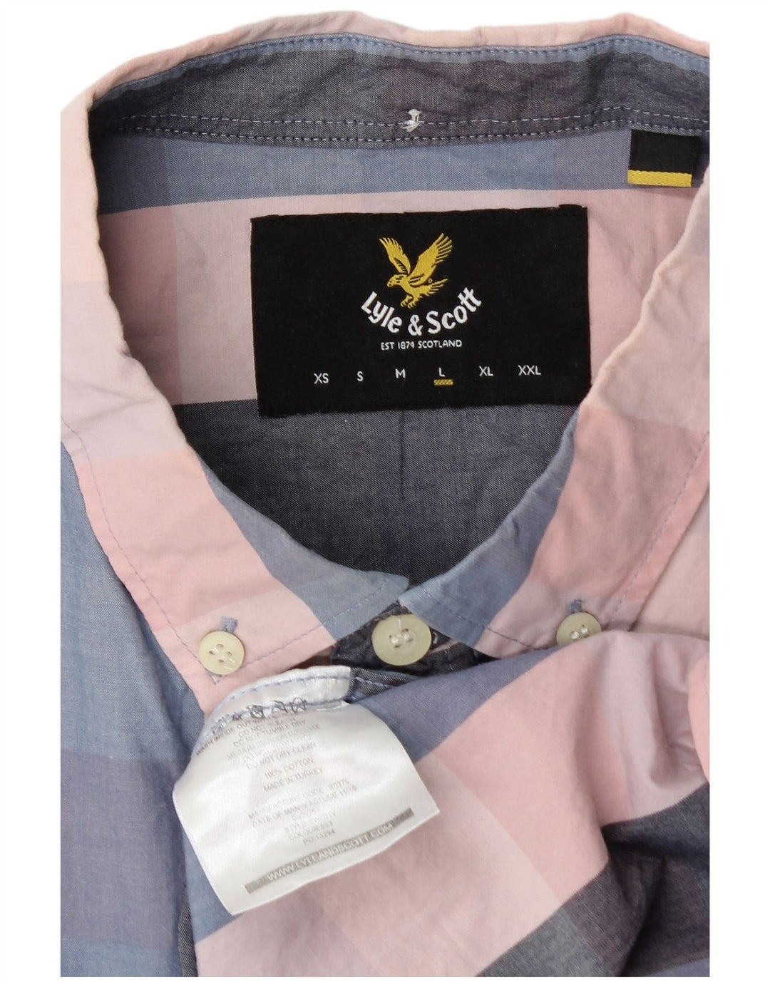 Мужская рубашка с коротким рукавом Lyle & Scott, большая разноцветная клетка, хлопок