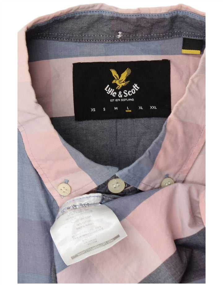 Мужская рубашка с коротким рукавом Lyle & Scott, большая разноцветная клетка, хлопок