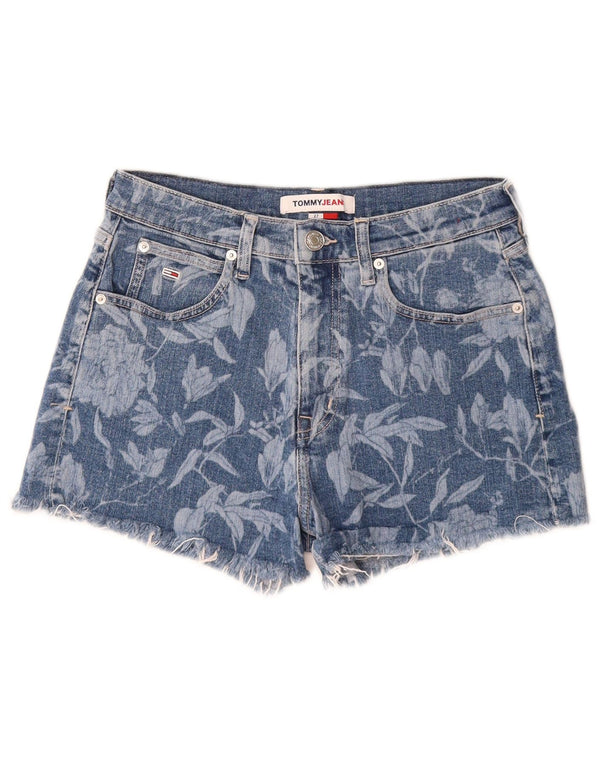 Женские джинсовые шорты Tommy Hilfiger W27, маленькие синие, хлопковые с цветочным принтом