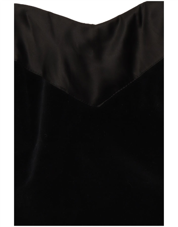 ВИНТАЖНОЕ женское бархатное платье с бретелькой на бретельках UK 10, маленькое черное