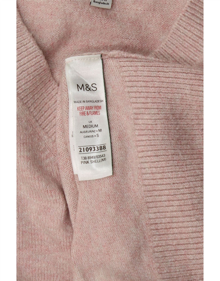 Женский свободный джемпер с v-образным вырезом Marks & Spencer UK 14, средний розовый