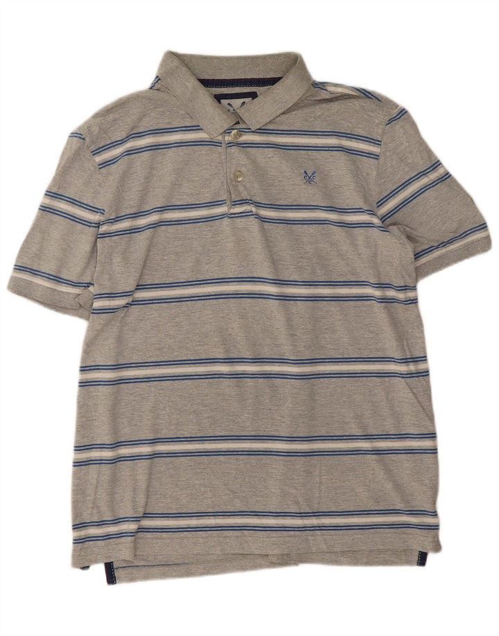 Crew Clothing Мужская рубашка-поло из хлопка среднего серого цвета в полоску