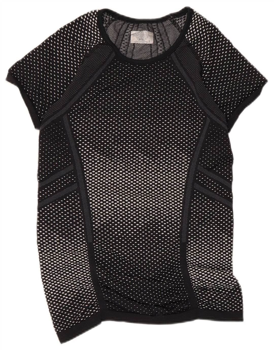 Женская футболка ATHLETA Top UK 8, маленькая, черная в крапинку, полиэстер