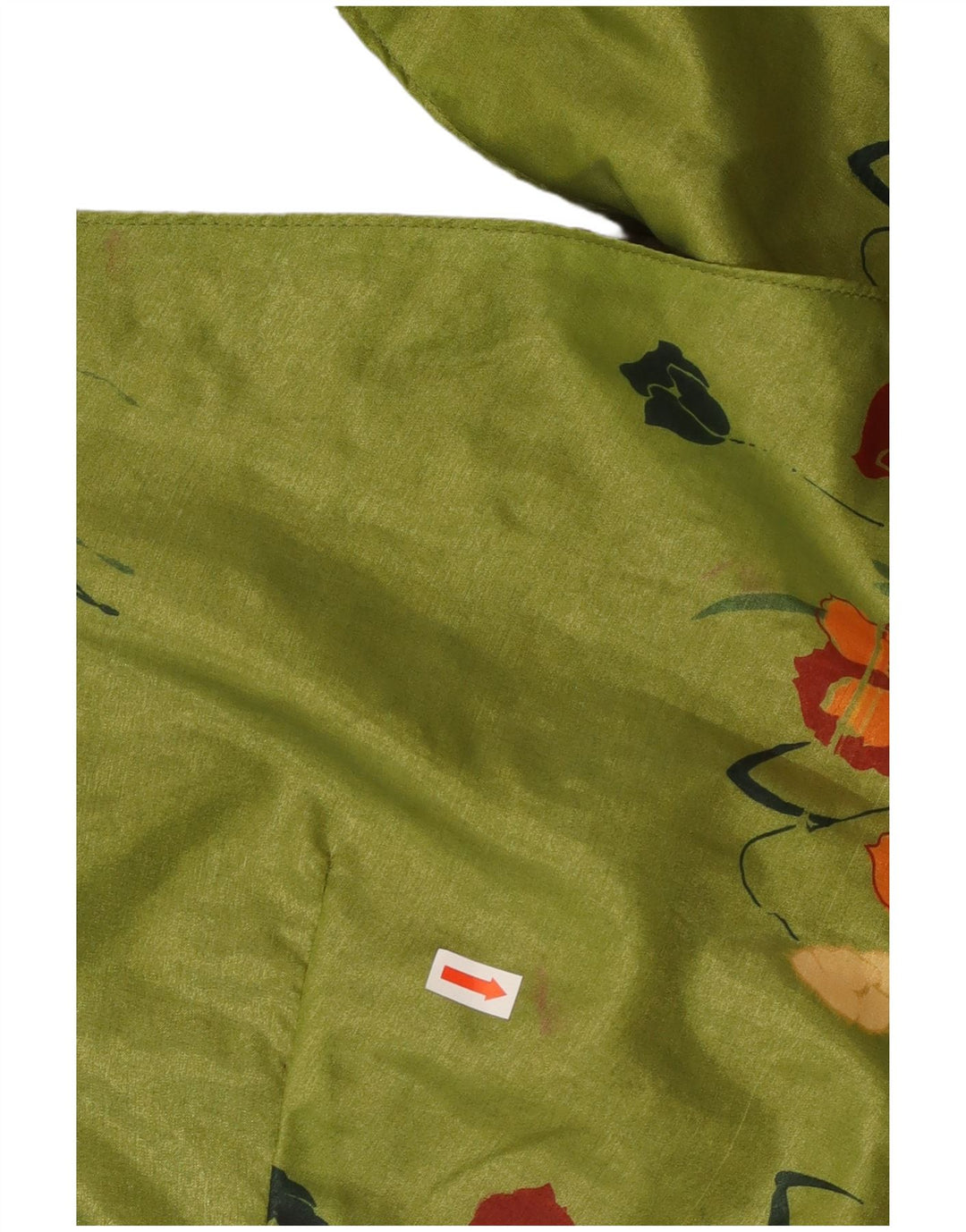 ВИНТАЖНАЯ Женская блузка-рубашка с коротким рукавом, Великобритания 16, большой зеленый цветочный принт