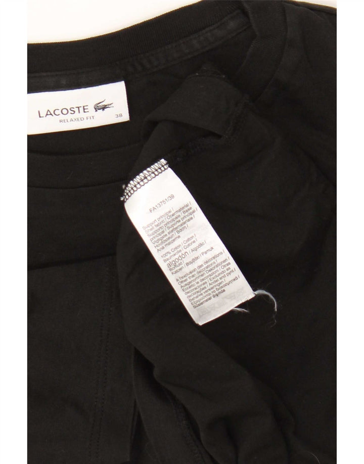 Lacoste Женская футболка свободного кроя, размер 38, средний черный, хлопок